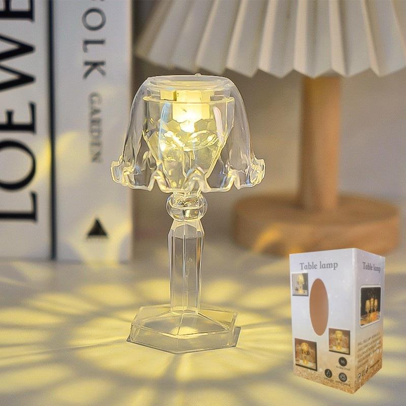 Mini Crystal Table Lamp Color Changing Battery Bedsides Lamp Night Light For Table Dinner Bar Bedroom Party Christmas LED Night