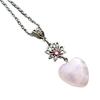 Quartz Necklace Natural Stone-Heart Charm Clavicle Chain for Women Lotus Flower Pendant Choker Party Valentines Day Gift