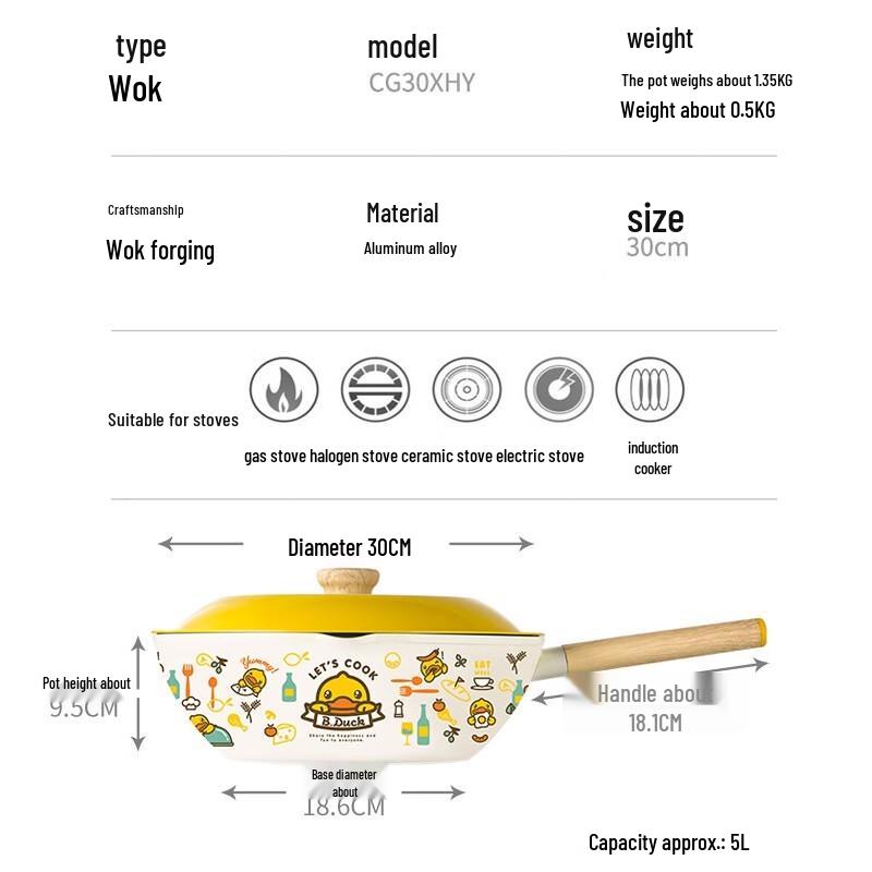 Chuidahuang 30cm Non-stick Wok - Little Yellow Duck