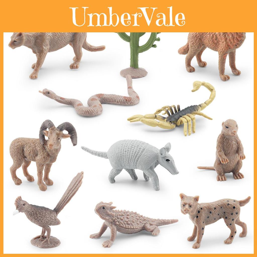Realistic 11 Piece Desert Animal Model Set Including Rattlesnake Cactus And More