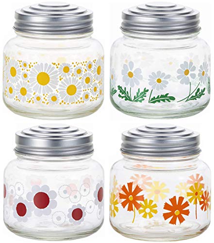 

Aderia Retro Mini Storage Container, Bonbon Holder, 375ml, Assorted Set of 4 Designs, Made in Japan