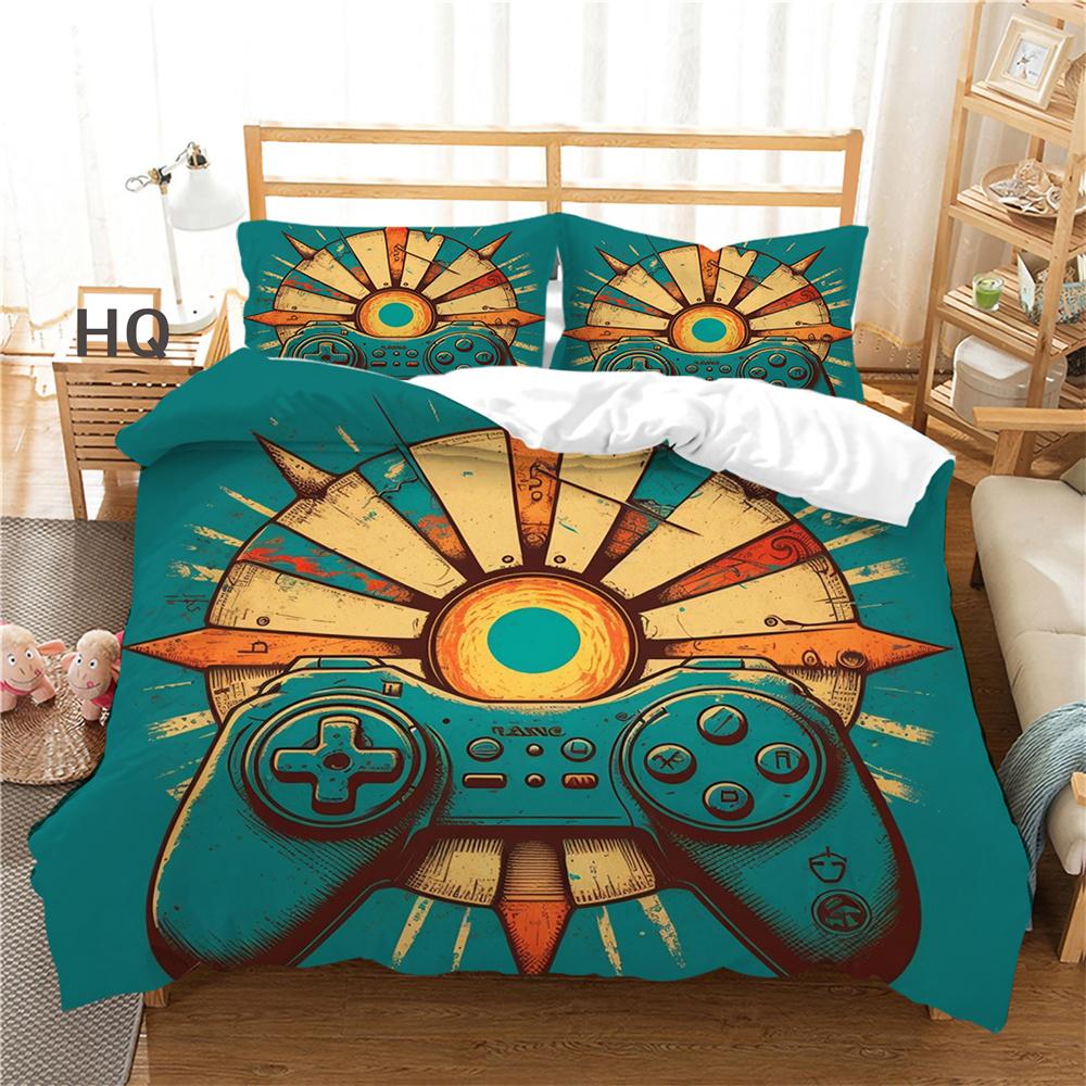 Herní konzole Povlečení s potiskem King Size Přehozy Boy Kid Polyester Design Luxusní sada povlaků na přikrývky