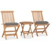 Day and Night - Day and Night Folding Garden Dining Set 3 Pieces Teak Wood Cushions