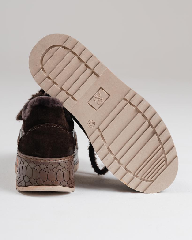 Winter Sneakers Krula 7322594 36 Chocolate Leather Suede Fur