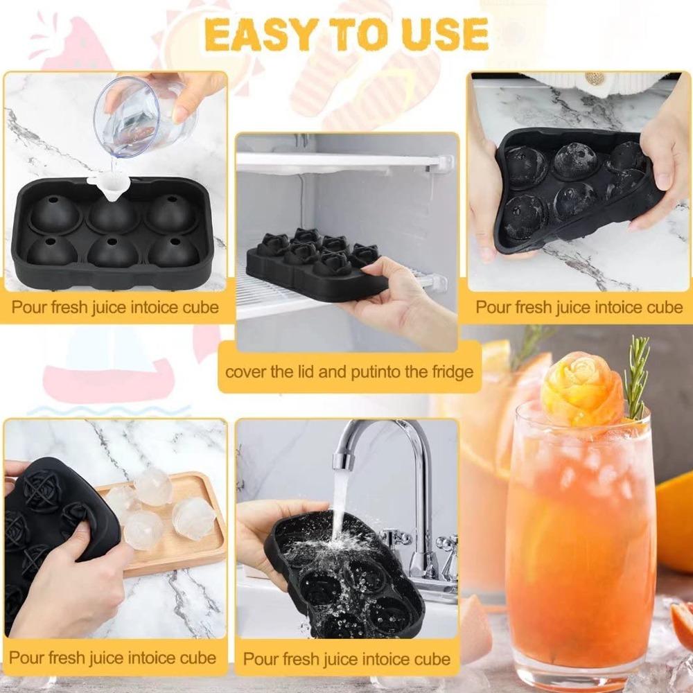 Easy Release Rose Ice Cube Tray 6 Cubes Ice Making Accessory Silicone Ice Cube Mold Home