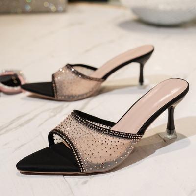 Women's Shoes, Such As Thin-heeled High-heeled Slippers and Pointed-toe High Heels, Are Fashionable To Wear Outside