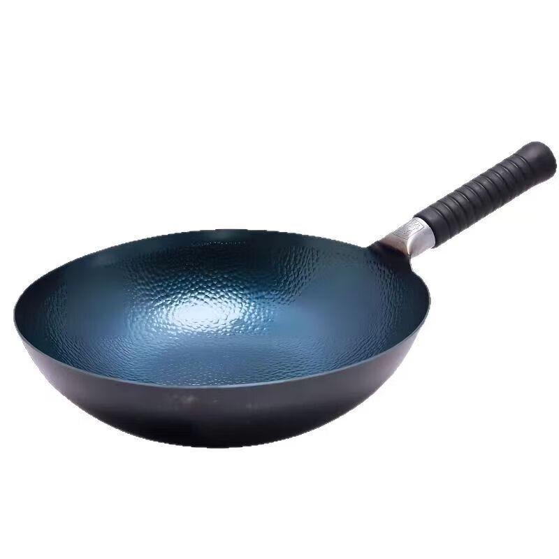 Jinweide Zhangqiu Iron Stir-fry Wok, Fish Scale Blue Baked, 32cm