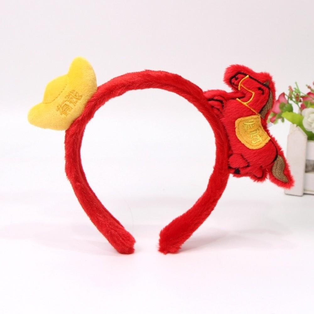 Exquisite Cartoon Horse Hair Hoop Plush New Year Mascot Headband Party Pony Headpiece  Festival