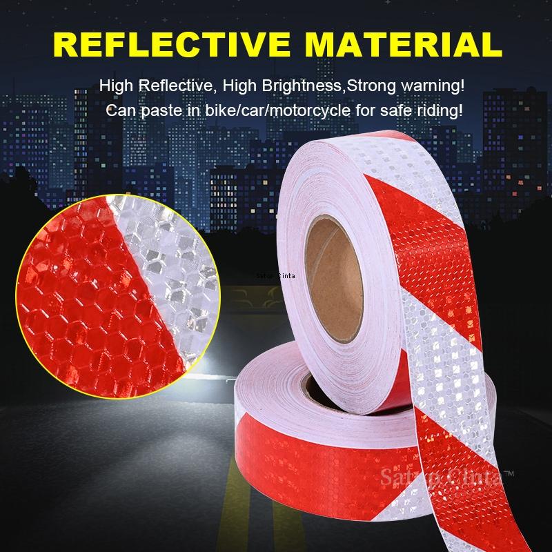 5CMx25M Shining Reflective Warning Tape Twill Left Or Right White-Red Waterproof Reflectors Truck Sticker High Vis Strip For Car