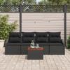 VidaXL Ensemble de 5 Canapés de Jardin avec Coussins Noirs en Polyrattan d'Acacia 3347765
