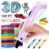 3D Printing Pen Set Doodle Printer Drawing 3M 12 Colours PLA Filament Gift For Kids - Available In Four Colors