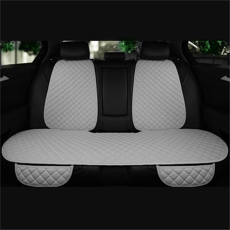 All-Season Breathable Linen Car Seat Cushion Set with Polka Dot Embroidery