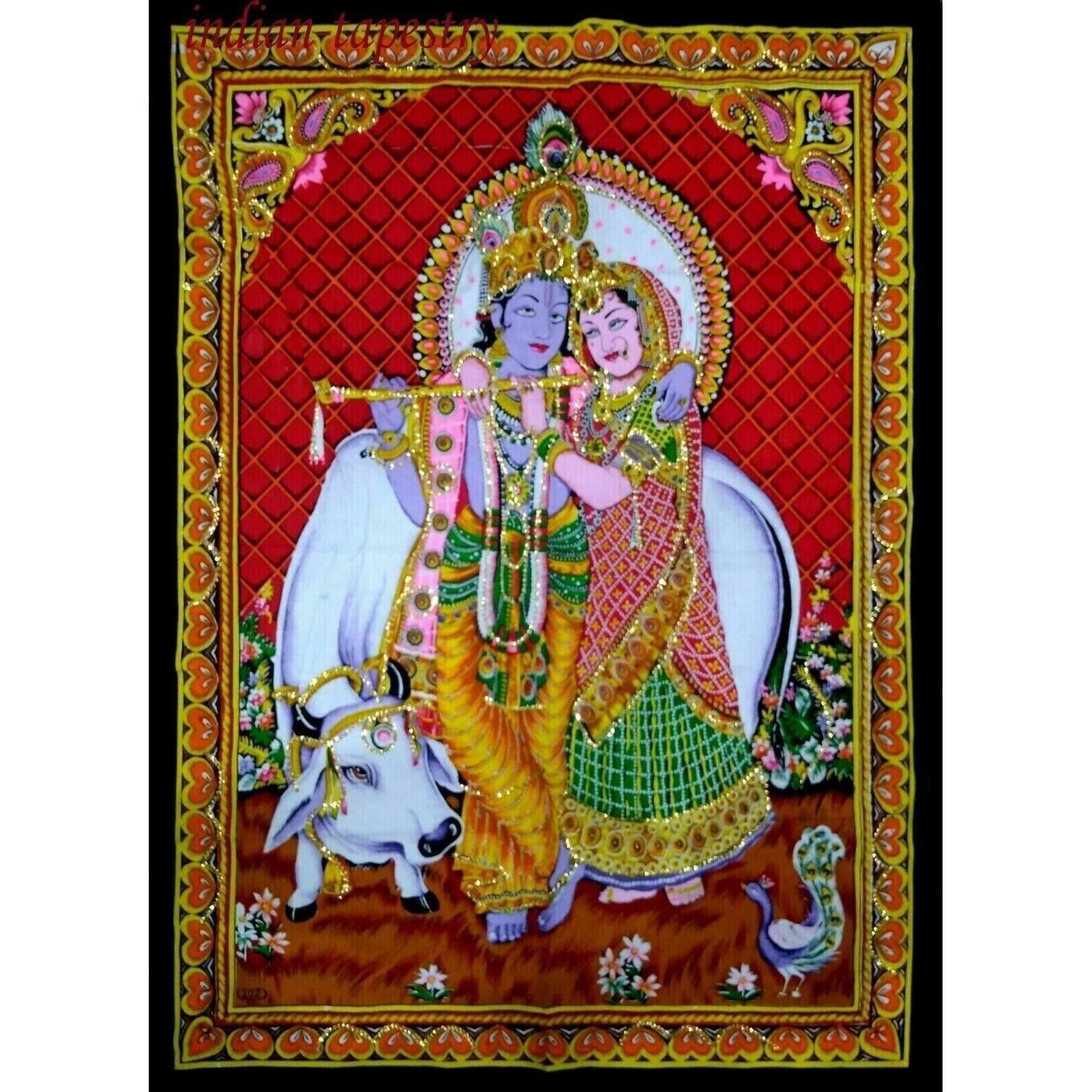 Tapestry Bohemian Poster of Indian Lord Radha 75x100
