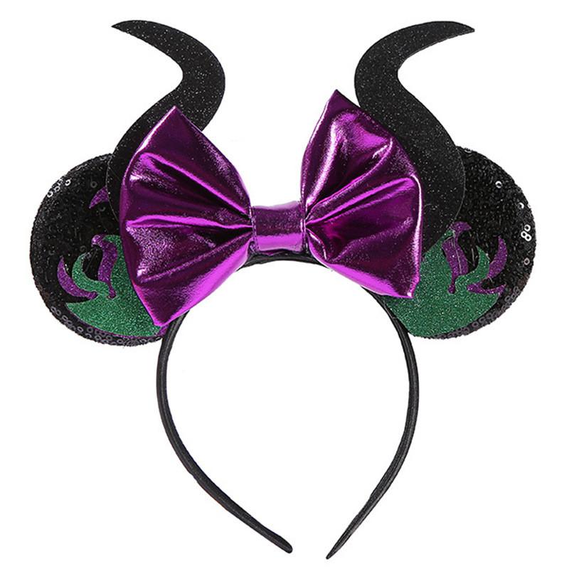 

Mouse Disney Halloween Cos Hair Hoop Headband Ears Sequin Bow Prop Party Style 6