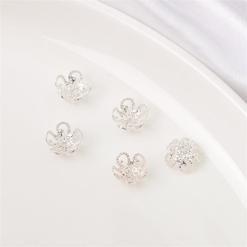 14K Gold Filled Flower Cap Bracelet DIY Jewelry Accessories with White Gold Beaded Spacers