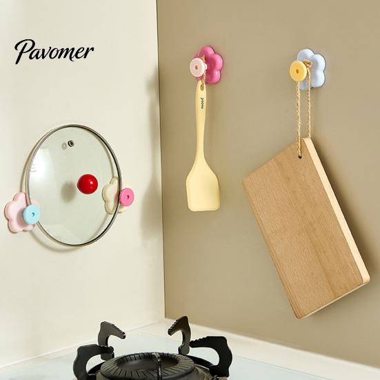 Safety Cabinet Hook Flower Shape Suction Cup Hook, No-Drill Plastic Style Handles, Rotatable Knob Adjustable Buckle for Kitchen Bathroom Lanyard