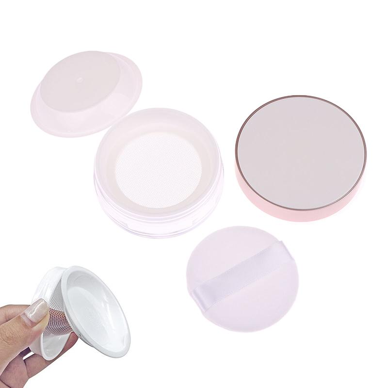 Tragbarer Puderbehälter aus Kunststoff, leerer Behälter für losen Puder mit Sieb, Kosmetiksieb, loser Behälter, Reise-Make-up-Behälter