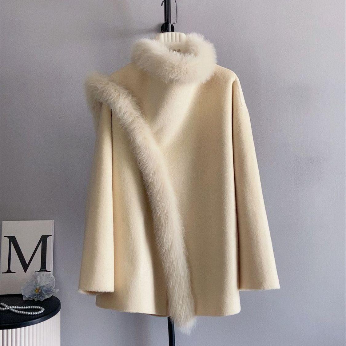 

Women s Yellow Double-Sided Faux Cashmere Woolen Coat - New 2026 Autumn/Winter Mid-Length Style 2XL 65-70 kg