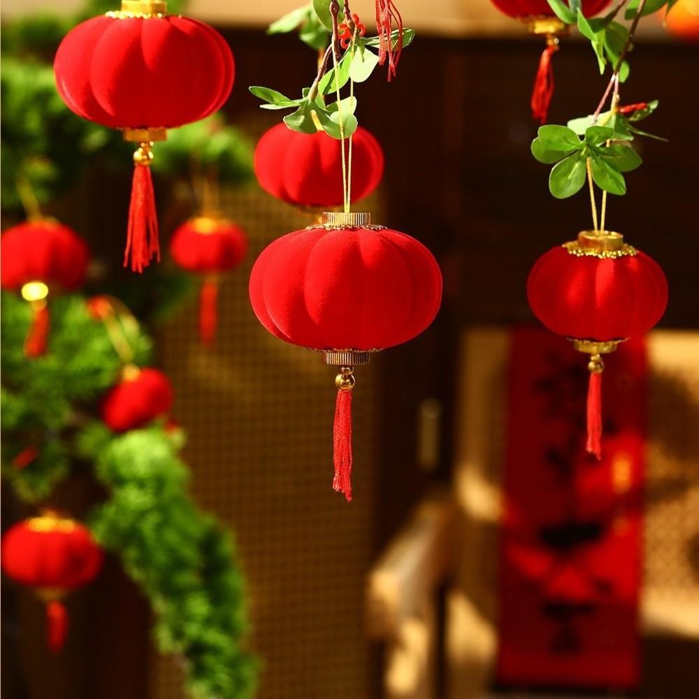 Waterproof Lantern Red Color Small Size Chinese Red Lantern Pendant Style Material Bonsai Pendant Decoration Spring Festival