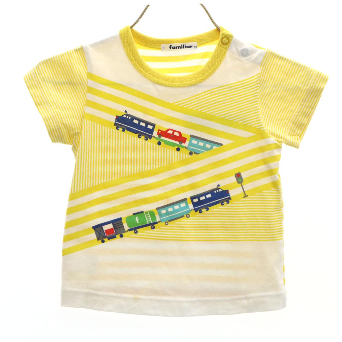 

Знакомая футболка с коротким рукавом Грузовой поезд , сделано в Японии, 90, желтая, детская, б/у