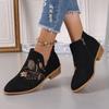 Large Size Women's Boots Autumn and Winter New Pointed Print Short Boots Women