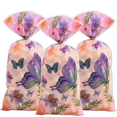 50 Stück Lila Schmetterling Süßigkeiten Keks Geschenkverpackungsbeutel Geburtstagsparty Geschenk Lebensmittelbeutel Brautgeschenk Party-Mitgebsel