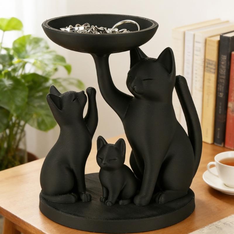 Black Cats Shaped Jewelry Tray For Necklace Bracelet Keys And Small Items Storage Elegant Bedroom Decoration