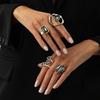 1/6pcs Minimalist Acrylic Rhinestone Open Ring - Geometric Adjustable Knuckle Ring for Women Trendy Party Jewelry Gift Accessory