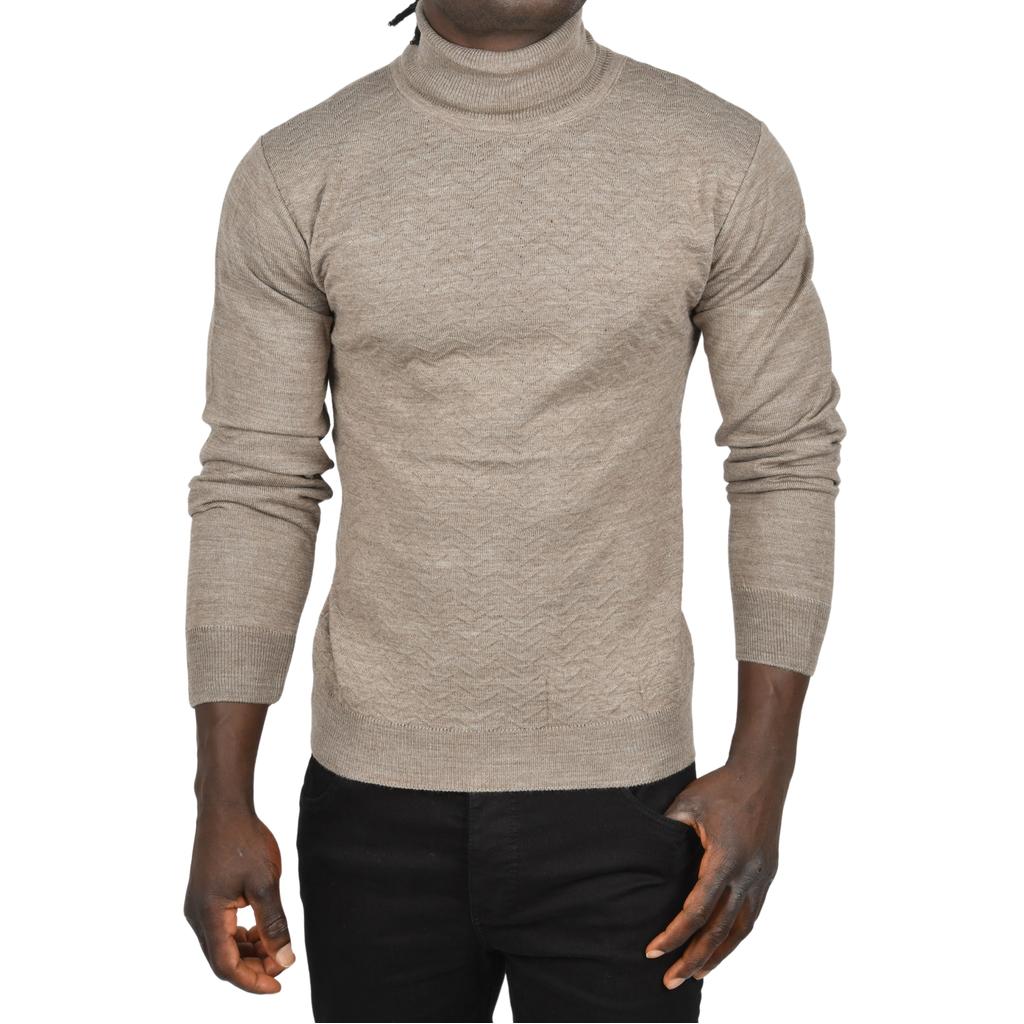 DeepSEA Zigzag Desenli Tam Balıkçı Yaka Dar Kesim Boğazlı Triko Kazak 2505497