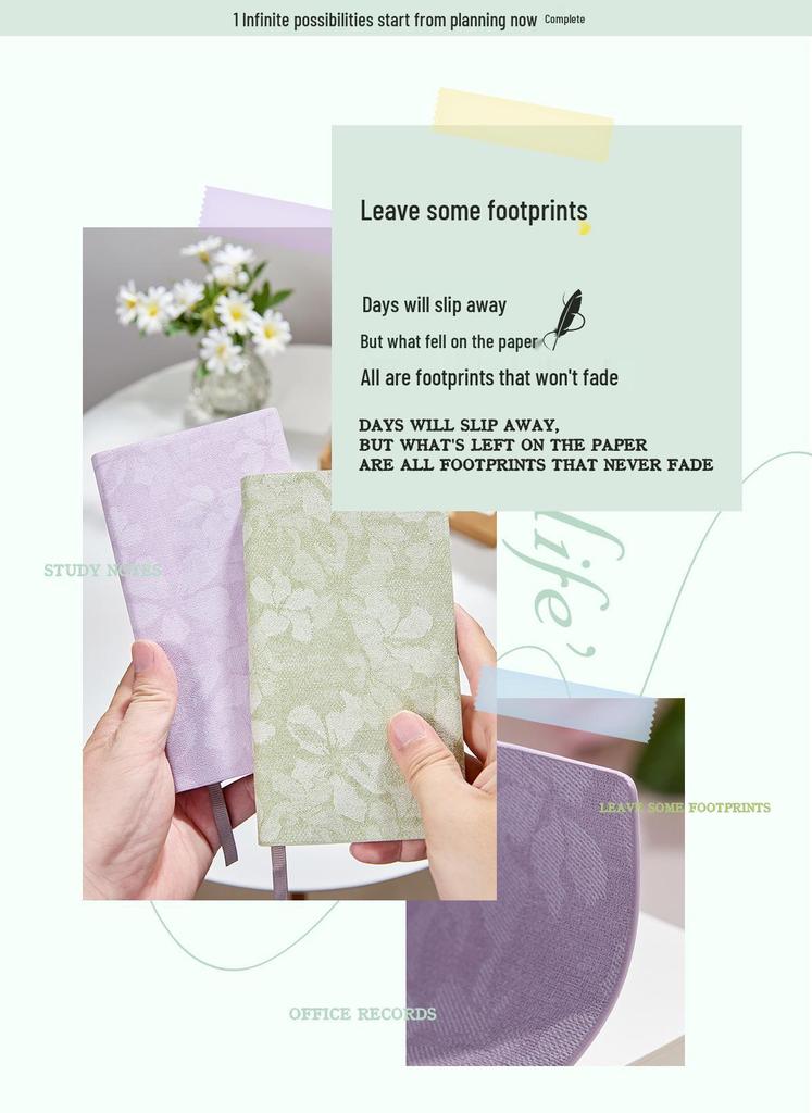 Fabric-Textured A6 Patterned Planner: Compact, Thickened Pocket Diary for Office and Business.