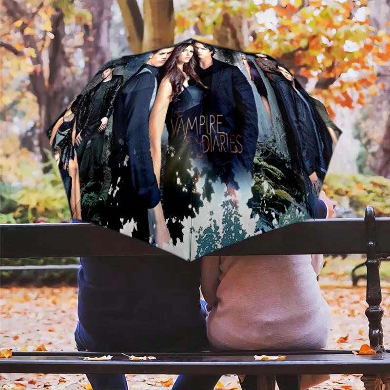 1PC Vampire Diaries Series Automatic Umbrella - Suitable Travel Outdoor Portable Umbrella Birthday Gift Daily Essentials