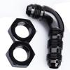 90 Degree -6 AN One Piece Full Flow Male Flare Bulkhead Fuel Fitting with AN6 Bulkhead Nut Aluminum Black