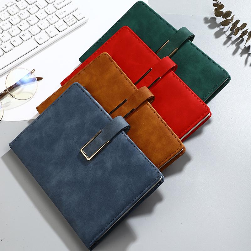A5 Notepad Notebook Gift Set with U-Shaped Buckle, Leather Surface, Custom Logo for Business Meetings