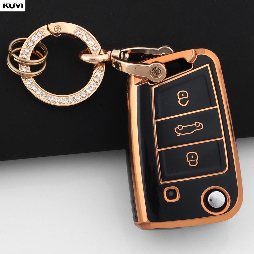 Tpu 3 4 Buttons Car Flip Key Case Cover For Vw Volkswagen Golf 7 Mk7 Tiguan Mk2 For Seat Ateca Leon Fr 2 Ibiza For Skoda Octavia