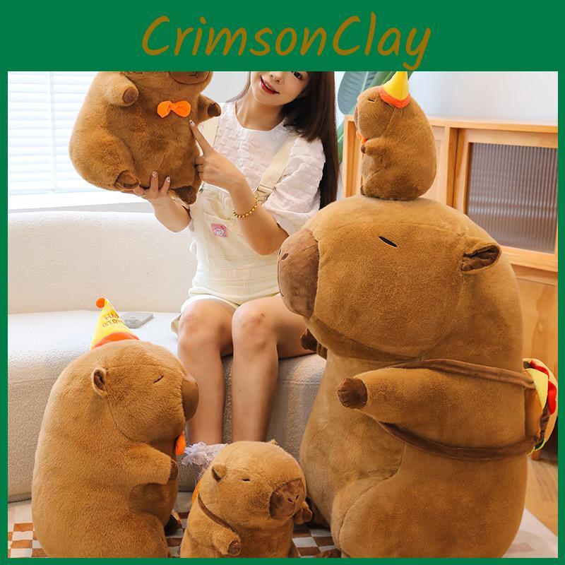 Birthday Cap Capybara Plush Toy Cute Animal Doll Room Decoration Holiday Gift