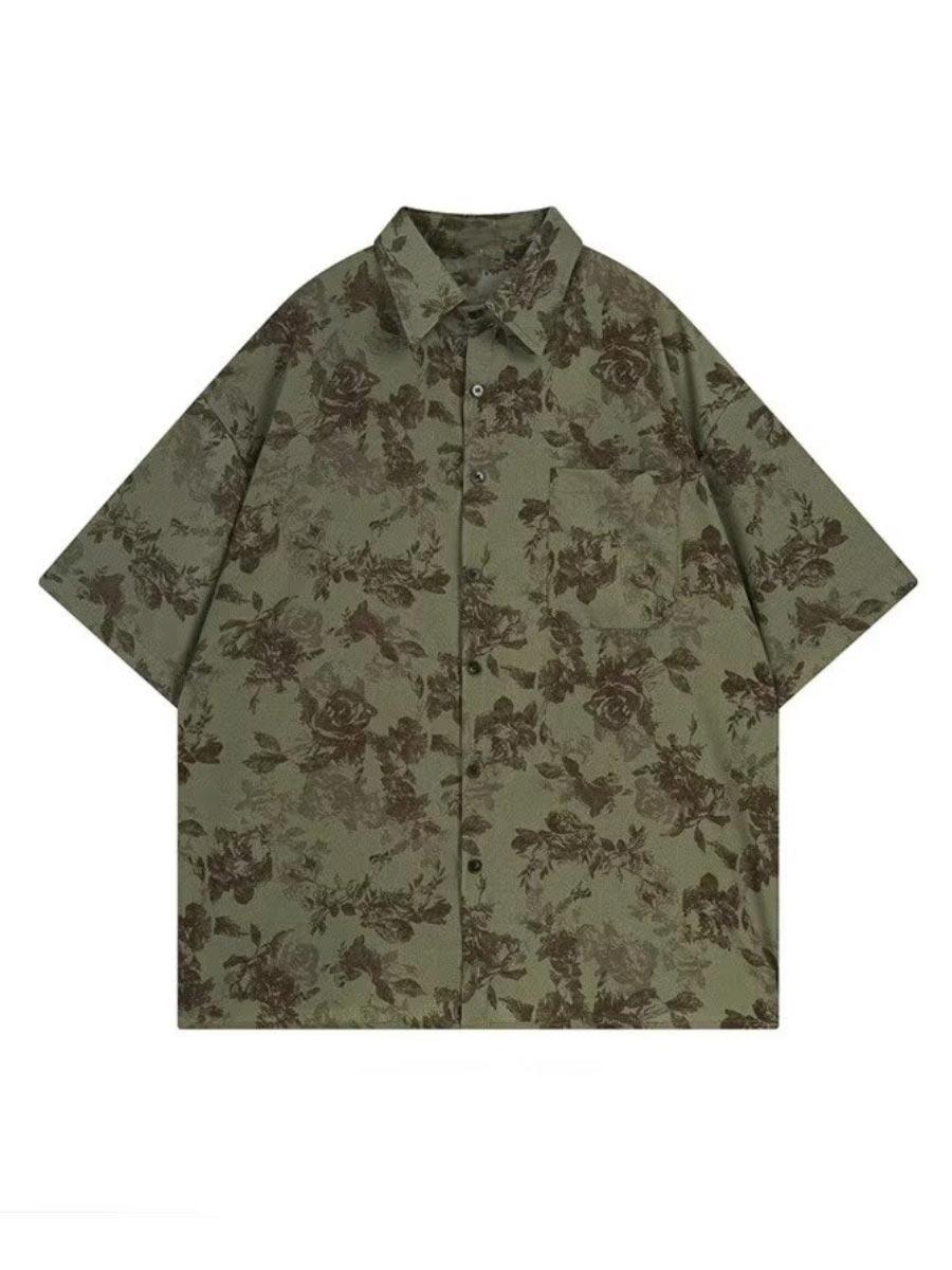 

Винтажная цветочная рубашка для женщин, мешковатый кардиган, рубашка с короткими рукавами, топы, модная летняя одежда в японском стиле Харадзюку 2XL зелёный