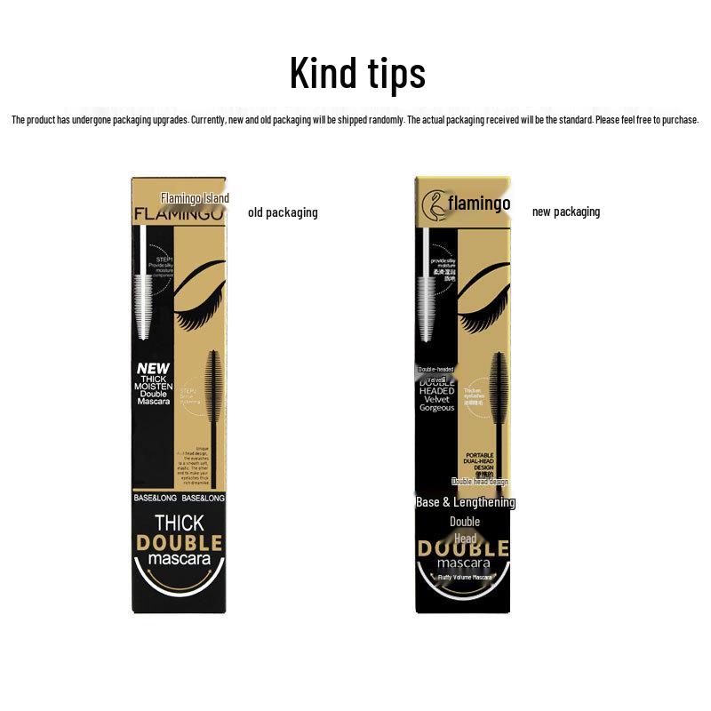 Flamingo Velvety Double-Ended Mascara: Natural Lengthening & Volumizing, Lash-Safe, Smudge-Resistant