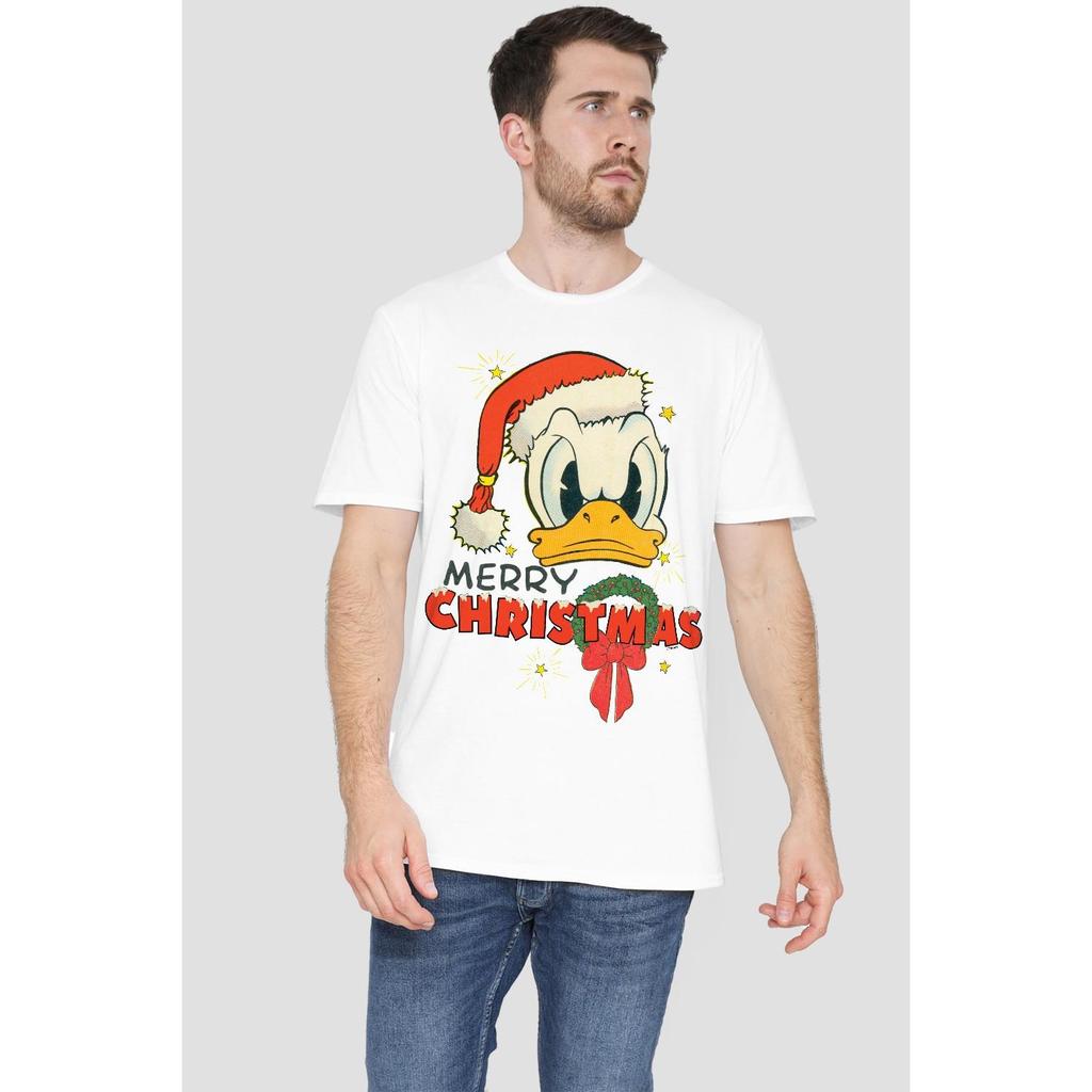 Disney Mens Merry Christmas Donald Duck T-Shirt