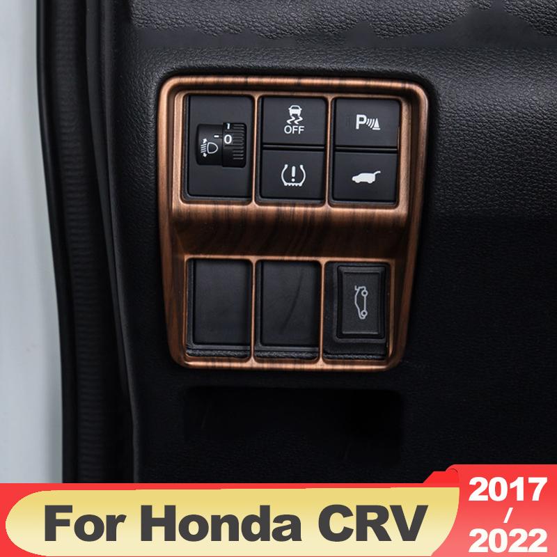 For Honda CRV 2017 2018 2022 ABS Carbon Headlight Switch Decorative Stickers Car Decoration Stickers Accessories