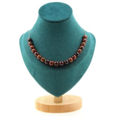 Stones and Minerals. Necklace 20 Beads Obsidian Mahogany 8 Mm. Stainless Steel Chain Necklace Women Men. Custom Size