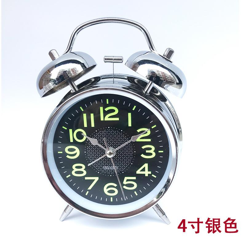 Glow-in-the-dark Silver Copper Gold Metal Ringing Alarm Clock Ashida Ultra Silent Clock with Night Light Clock Clock