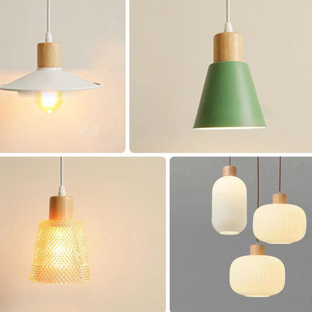 New Solid Wood E27 Lamp Holder Adjustable Wire Hanging Pendant Lamp DIY Accessories Screw Lampshade Base