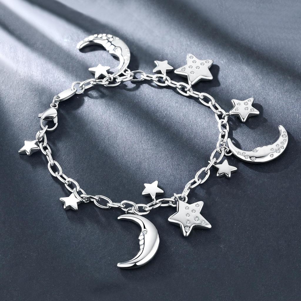 Various Designs Moon Star Stainless Steel Waterproof Adjustable Bracelet Dainty Pendant Necklace Hypoallergenic Fashion Accessories for Women