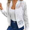 Women S Elegant Solid Lace Long Sleeve Zip Up Mid Length Coat
