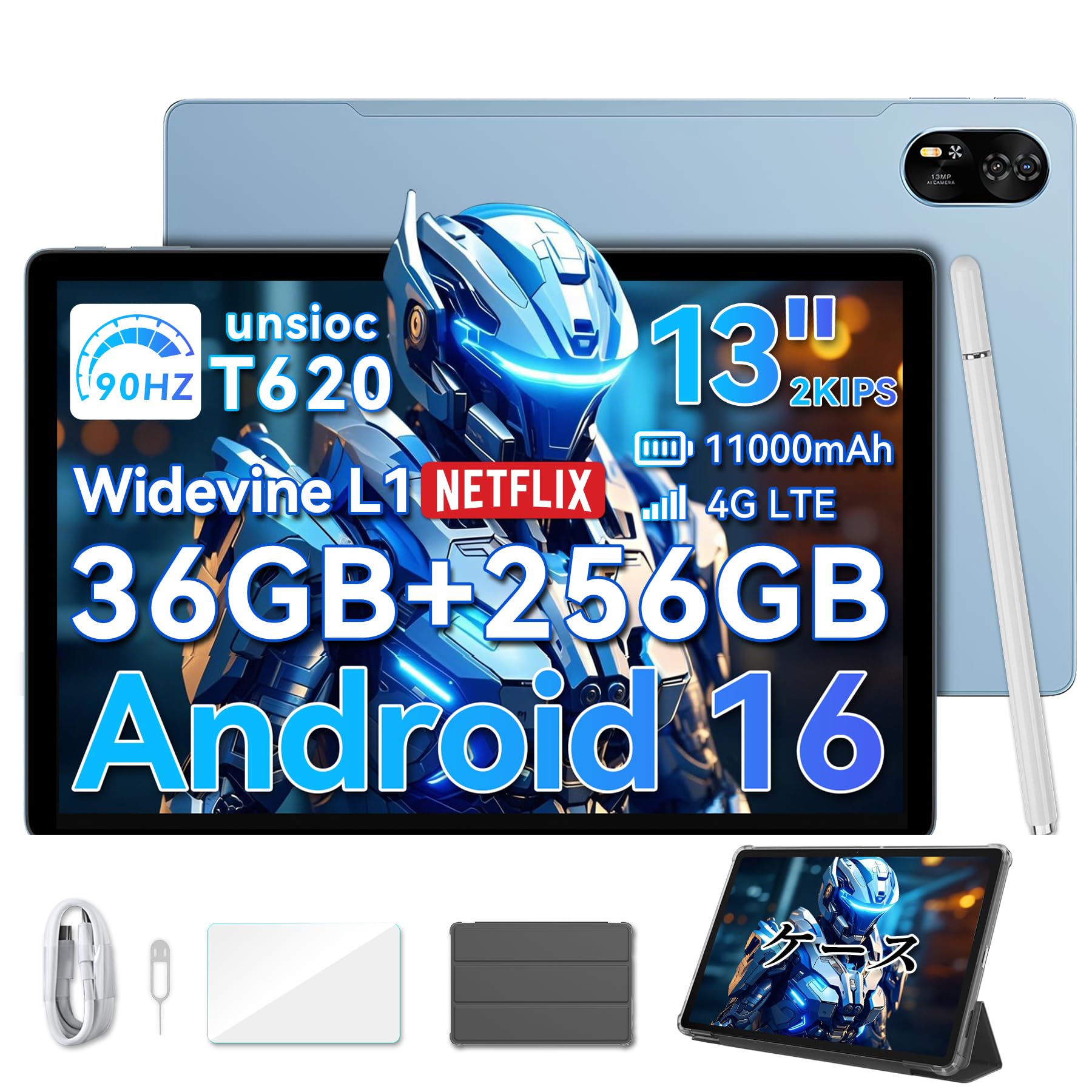

Android 2K 90Hz Large Blackview MEGA8 TF Card 11000mAh Fast T620 4G LTE 5G Widevine L1 Support [3-Year Warranty, 16, 13-inch, Screen] Tablet,
