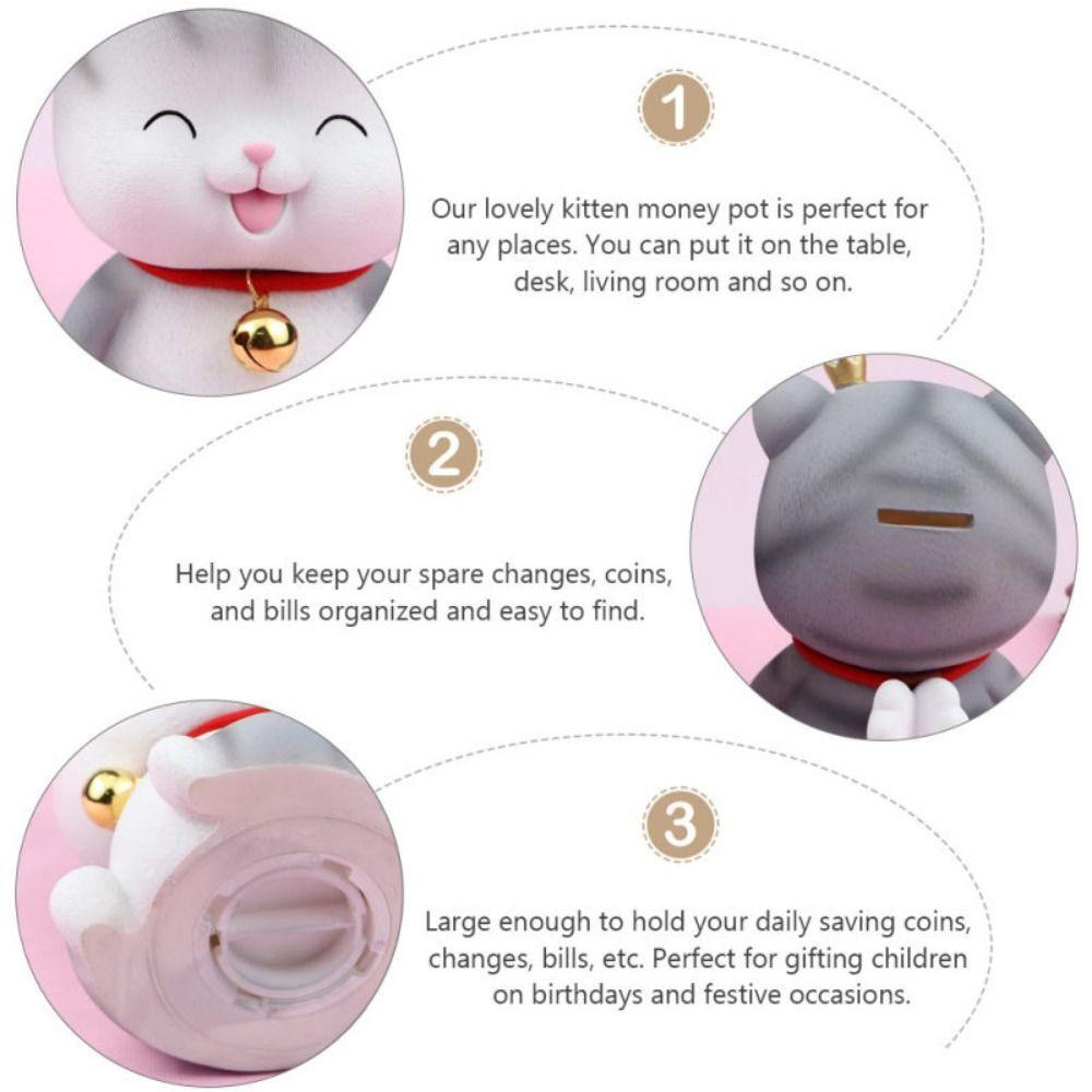 Cartoon Cat Piggy Bank Anti-fall Cat Saving Box Creative Desktop Cat Ornament Children Toys