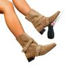 Cow Suede Square Heel Low Heel Modern Boots Slip-on Solid Women's Bags On Sale 2025 Fashion Buckle Novelty Women's Boots