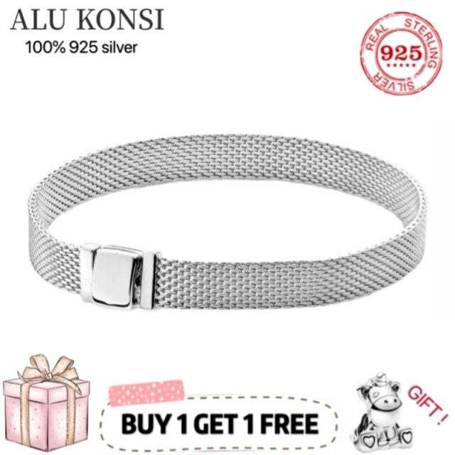 

Оригинальный роскошный настоящий 100% стерлингового серебра 925 пробы браслет для женщин браслет-змея подлинный шарм высокое качество Diy ювелирные изделия 21cm