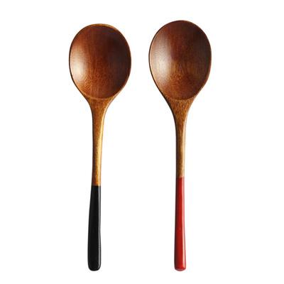 2Pcs Small Wooden Spoons Japanese Style Soup Dessert Spoon Cute Teaspoon Coffee Mixing Spoon Kitchen Natural Wood Tableware