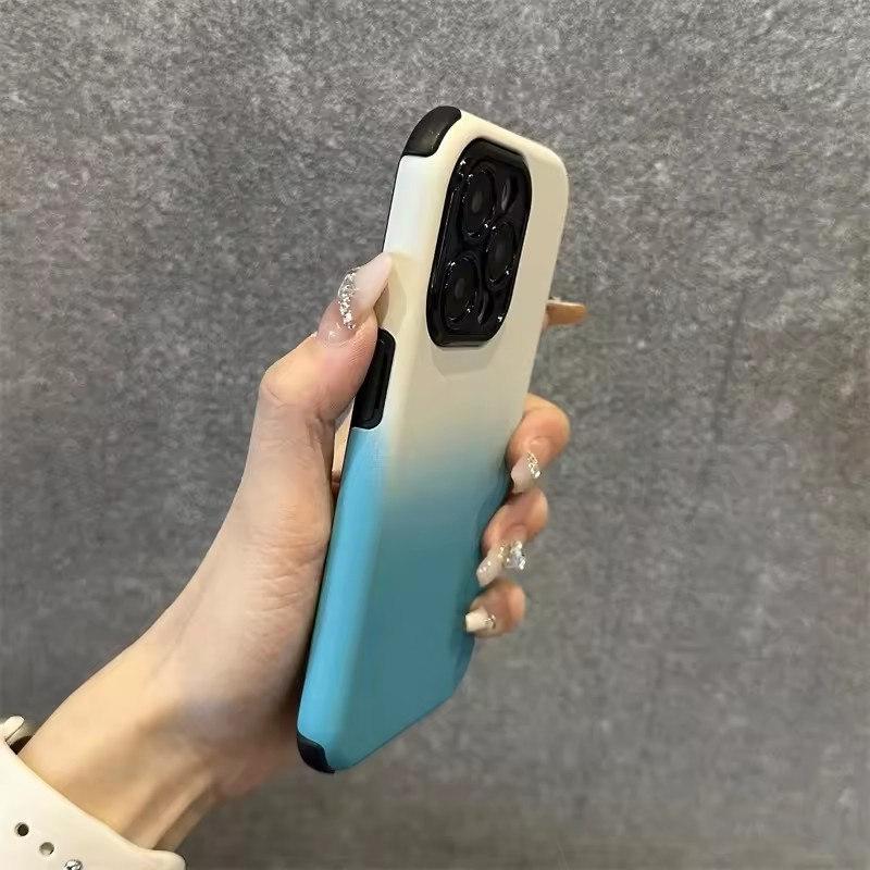 Luxus Farbverlauf Stoßfest Telefon Fall Für iPhone 11 12 13 14 15 16 Pro Max Plus Stoßstange Zurück Fällen Abdeckung